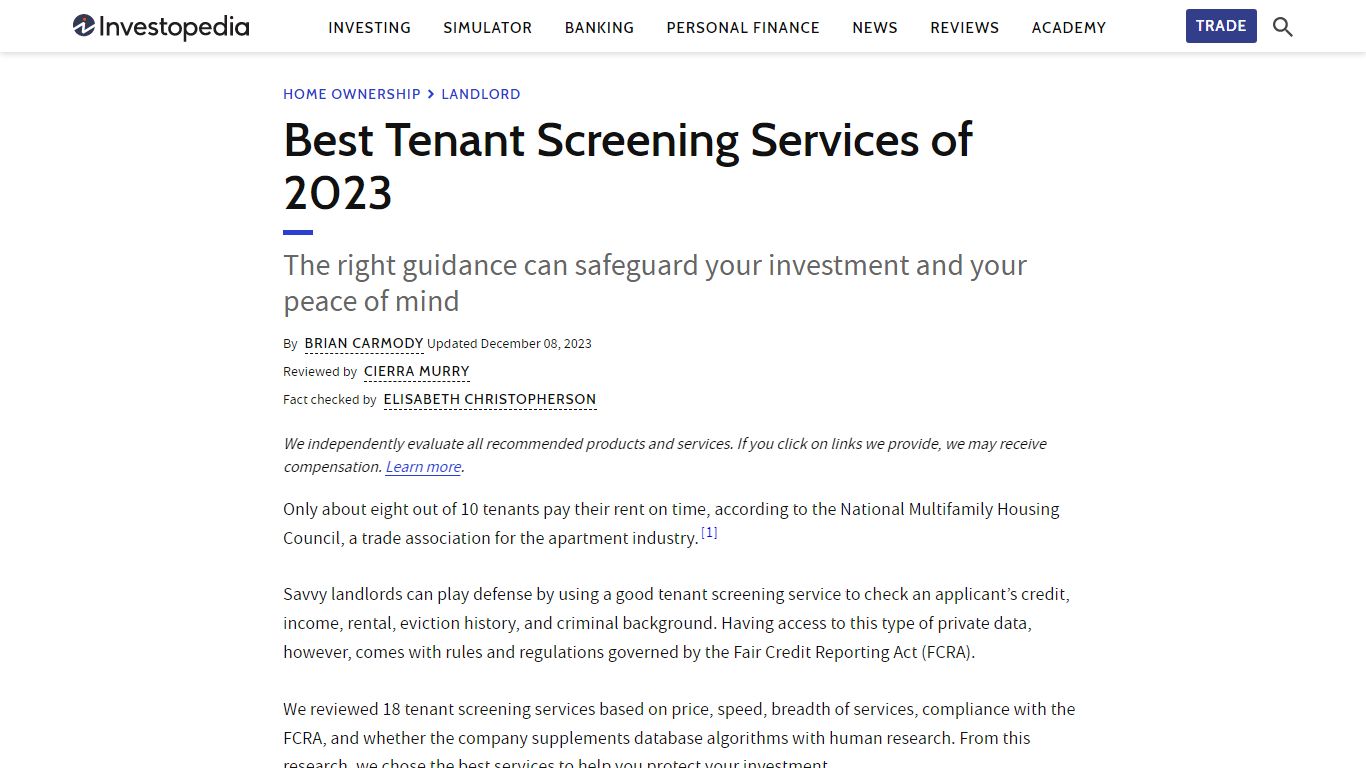 The 7 Best Tenant Screening Services of 2023 - Investopedia